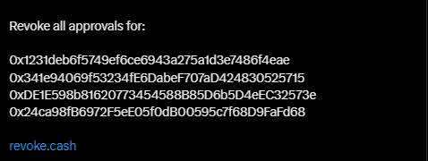 Addresses to revoke, Source: LiFi Protocol