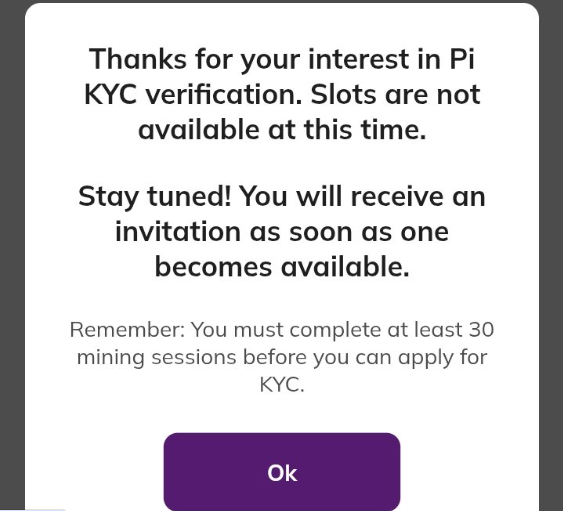 pionjärens skärmdump om KYC-problem med pi network