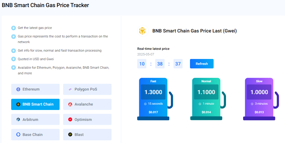 BNB Smart Chain gasavgifter