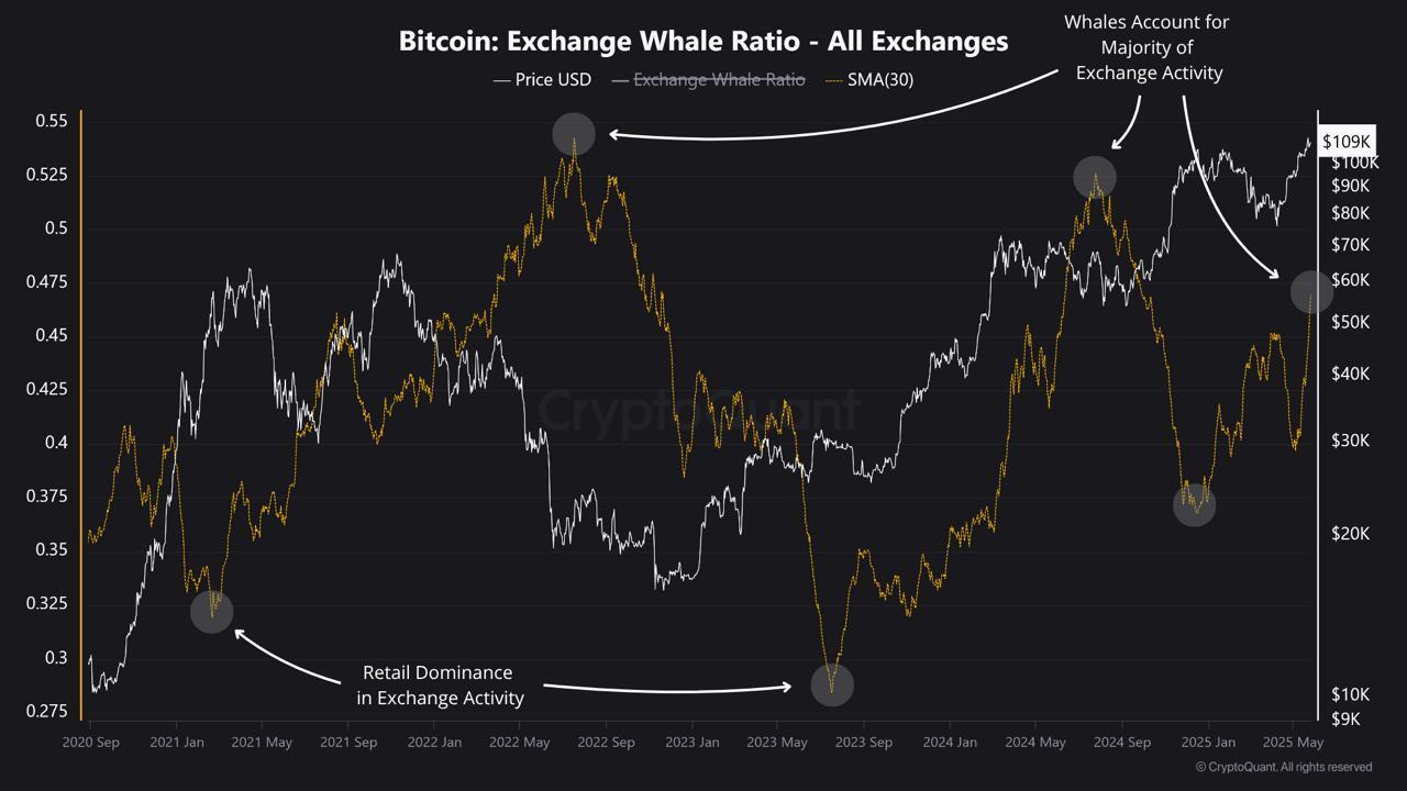 Bitcoin: Exchange Whale Ratio.