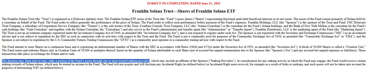 Solana ETF med staking-språk.