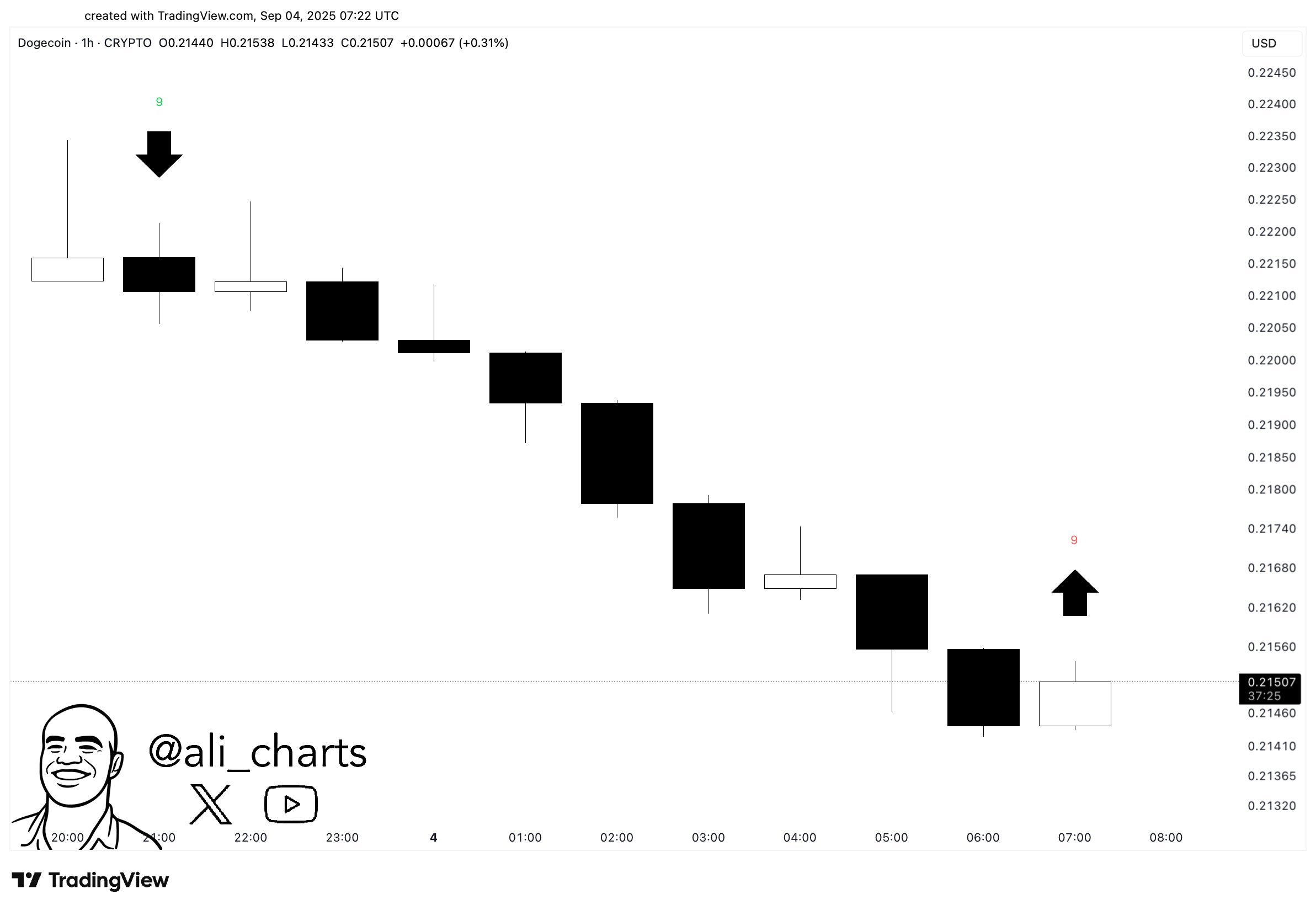 TD Sequential-indikator. Källa: Ali på X